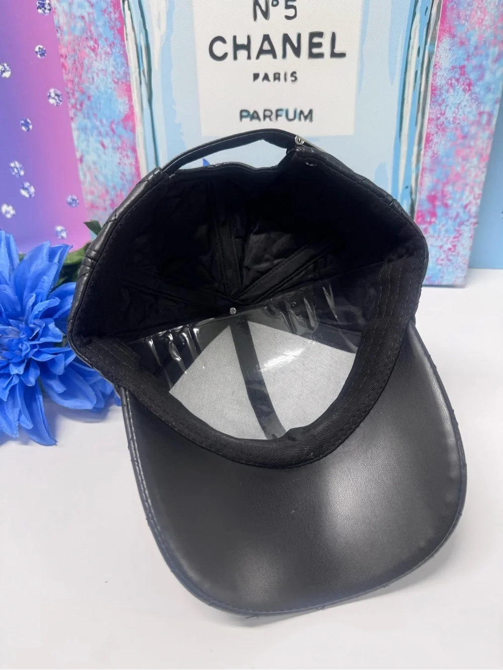 🌺OOAK CUSTOM VL/LEATHER CAMELLIA CRYSTAL HAT